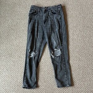 Wild Fable Distressed Gray Mom Jeans, Size 8